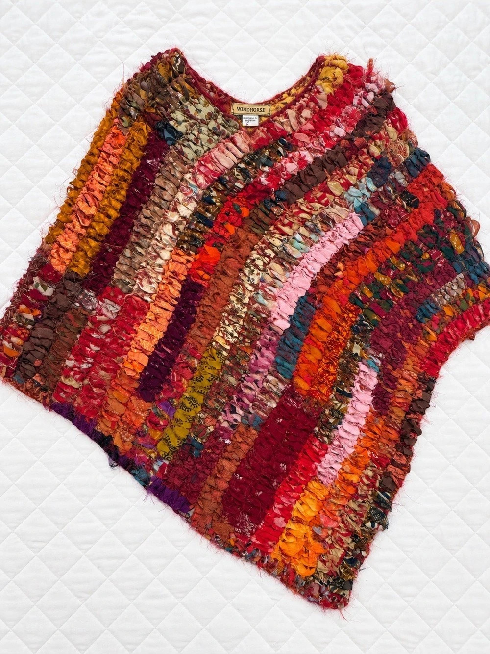 Windhorse Recycled Silk Patchwork Vest Made in Nepal Boho One Size